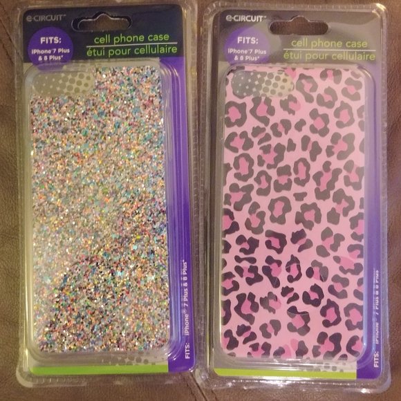 NWT TWO Apple iPhone 7 8 plus case cover PINK animal glitter leopard cheetah LOT - Picture 4 of 15